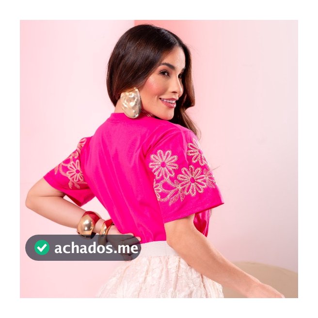 Blusa T-Shirt Feminina Luxo Bordada Algodão Premium Elegante