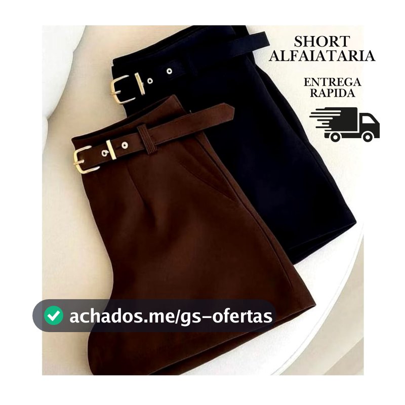 Short femenino Alfaiataria Moderno Zíper Lateral - Envio Rápido