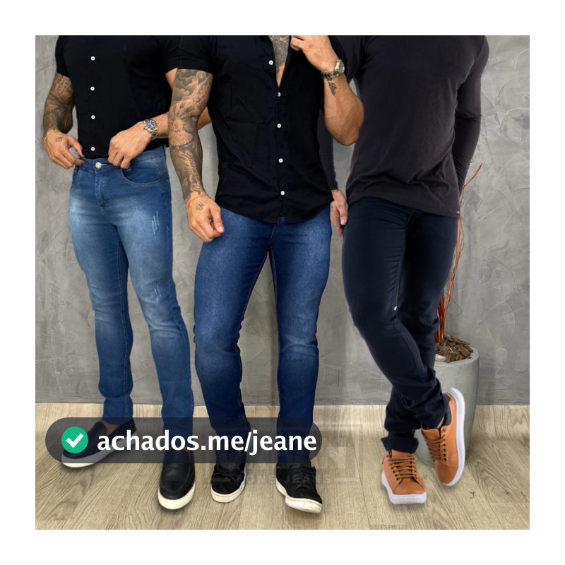 Kit 3 Calças Jeans Masculina Tradicional Slim com Elastano
