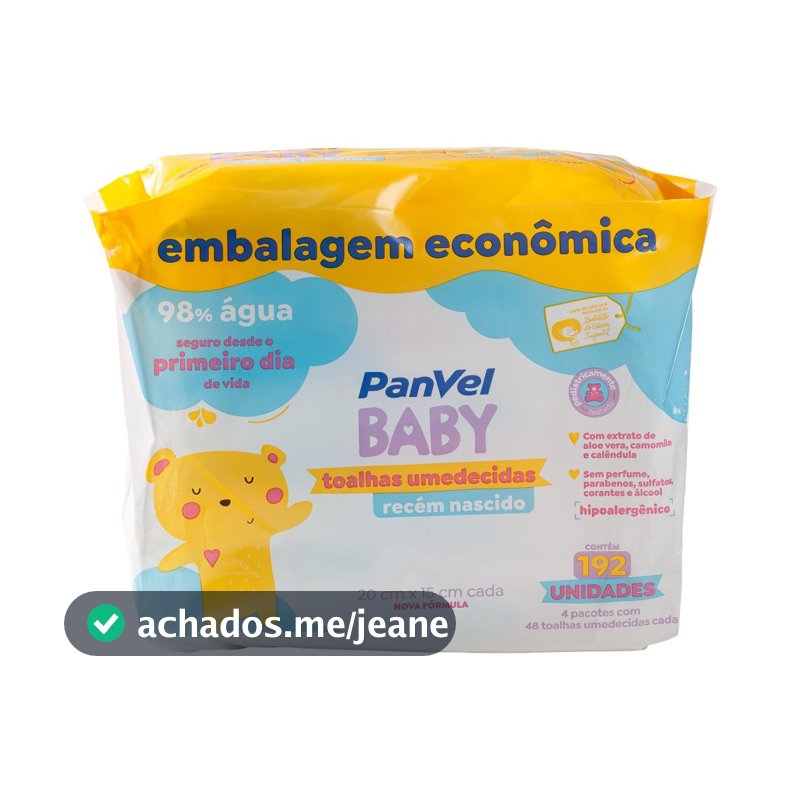 Lenços Umedecidos Para Recém Nascido Panvel Baby 192 Unidades