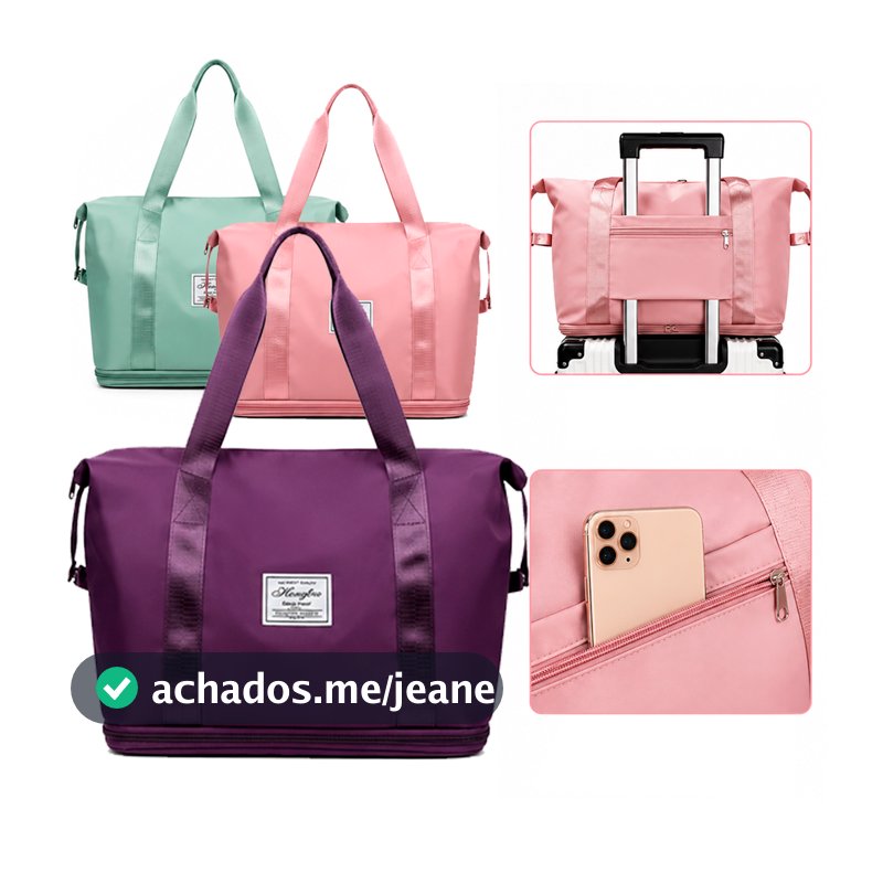 Mala Bolsa de Viagem Expansível Multifuncional e Dobrável 40L Grande Capacidade Prova d'água