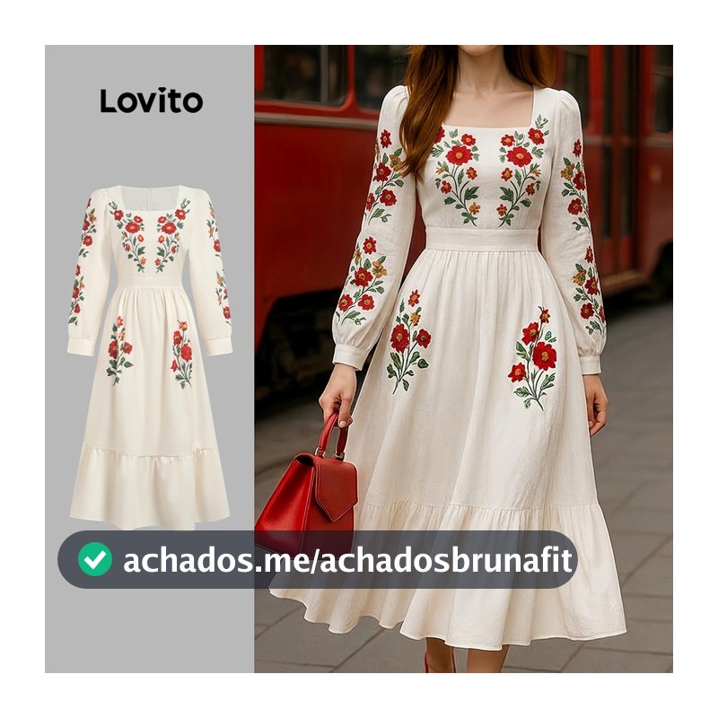 Lovito Vestido Elegante com Padrão de Vestido Fecho Éclair para outono/inverno LK6LD027