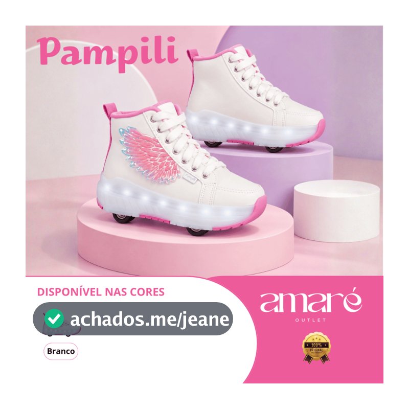 Tênis de Rodinha Infantil Pampili Fly Led Cano Médio 782001 Confortável Original