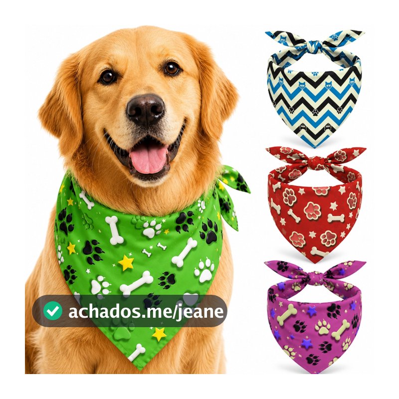 Kit 3 Bandanas Para Cachorro Pet Cães Tecido Macio Pequeno Médio Grande Lenço Pet