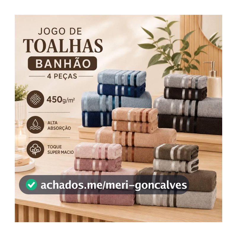 Kit 2 Toalhas de Banho Gigante 2 Toalhas de Rosto 100% Algodão Banhão Boa Absorção 450g Flora