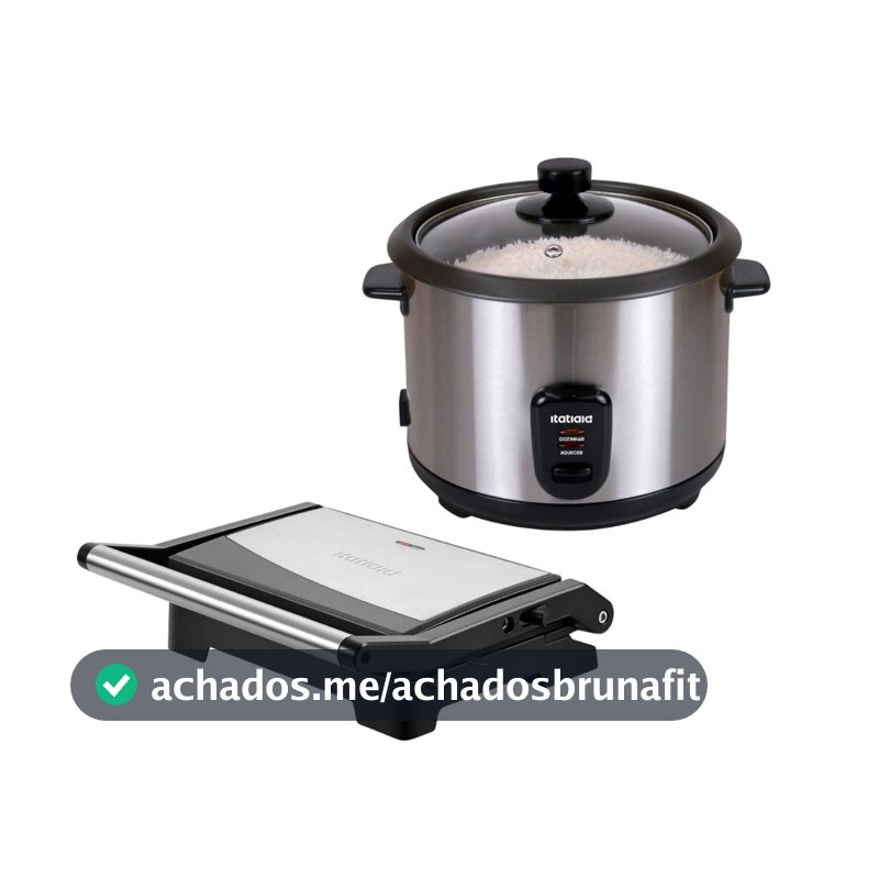 Kit Itatiaia Panela de Arroz 1,5 L Midi e Grill Essencial 1000 W Inox