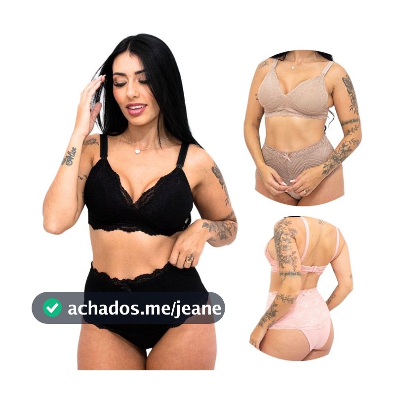 Conjunto Gestante Sutiã de Amamentação e Calcinha Pós Parto Cintura Alta - Lafar