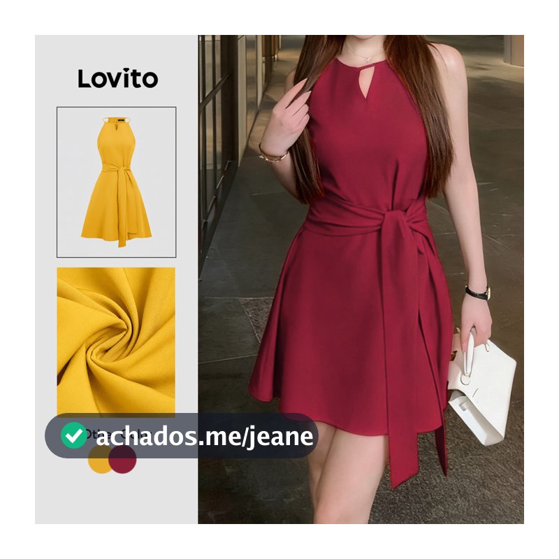 Lovito Casual Vestido de Festa Assimétrico com Amarração Aberta e Renda Primavera/verão Vermelho Vinho Bordado L155ED041