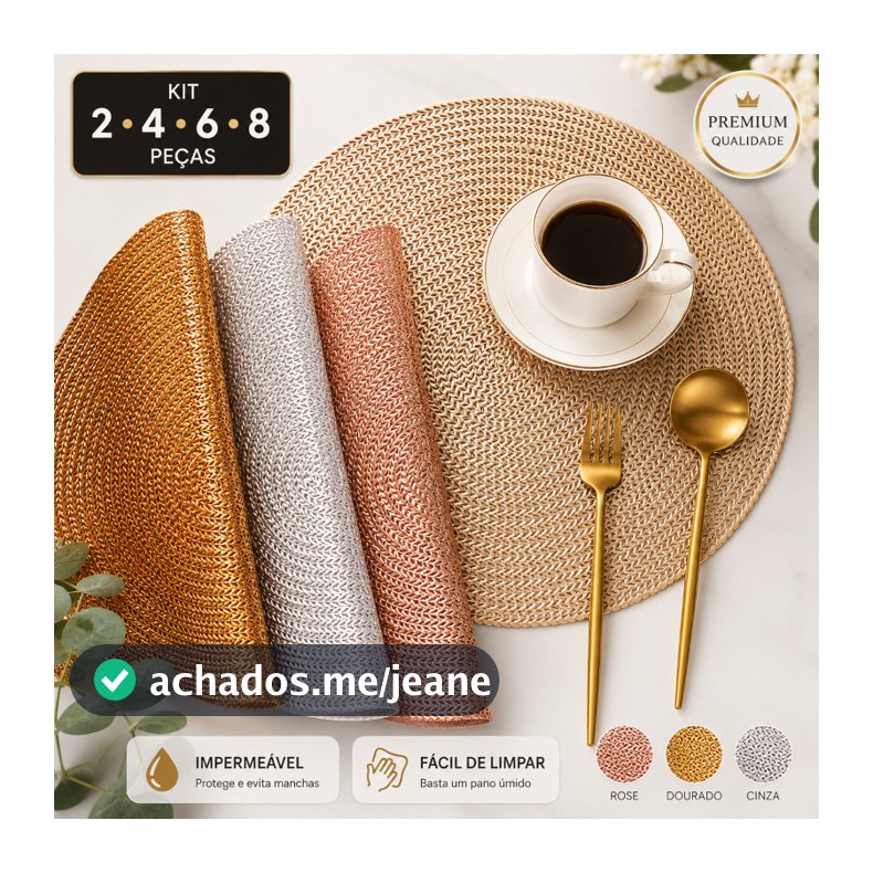 Kit 2/4/6/8 Jogo Americano Redondo Impermeável Sousplat Para Mesa Jantar