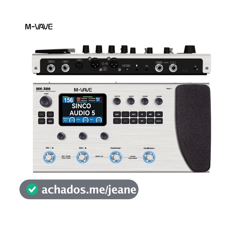 M-VAVE MK-300 Pedal de efeito multifuncional para guitarra/baixo | 150s Looper+128 Drum MIDI DAW | ANN Neural Modeling