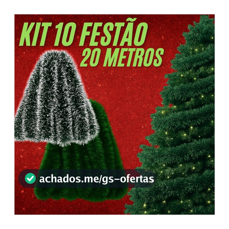 Kit 6/10/20 Metros de Festão Enfeite Natalino 9CM X 2MT Decoração Natal Verde e Nevado Cheio Luxo Envio Imediato Atacado