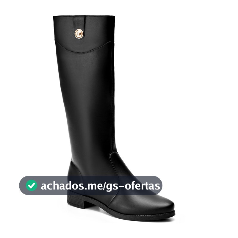 Bota Feminina Lumiss Montaria Rasteira Cano Alto Bico Redondo
