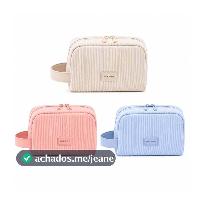 Necessaire Feminina Organizadora de Maquiagem Cosméticos, Estojo para Viagem, Bolsos Tecido Canelado