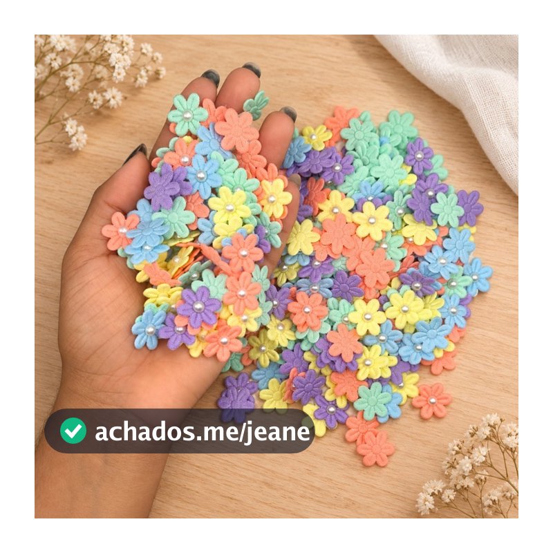 Florzinha Prensada com Pérola Tamanho 2x2cm (Clique e verifique as cores disponíveis)