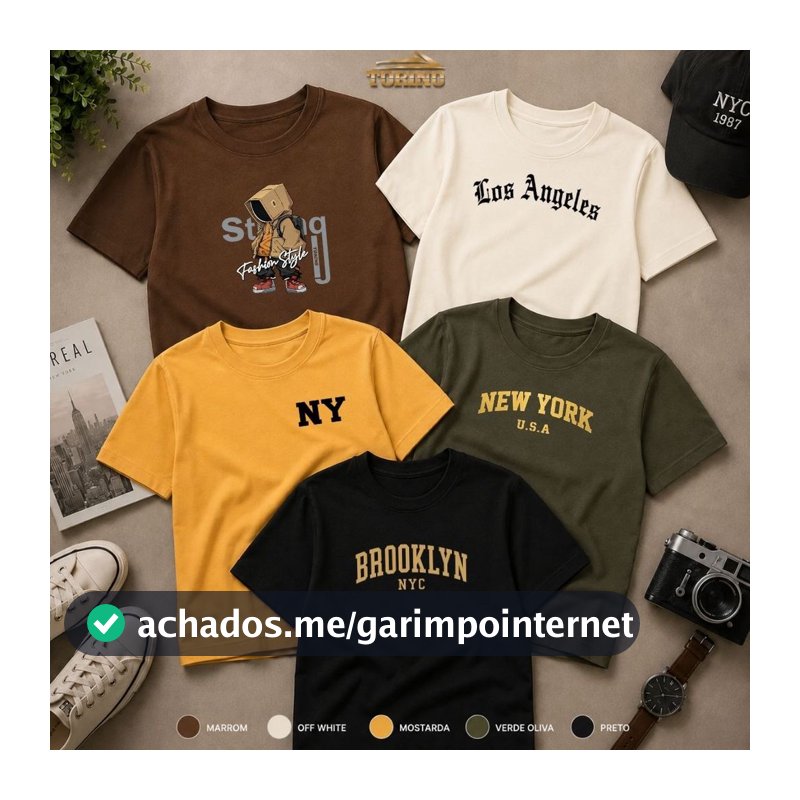 Kit 5 Camisetas Infantil Masculina Menino 100% Algodão Estampadas Roupa Infantil Tamanhos 2 ao 12