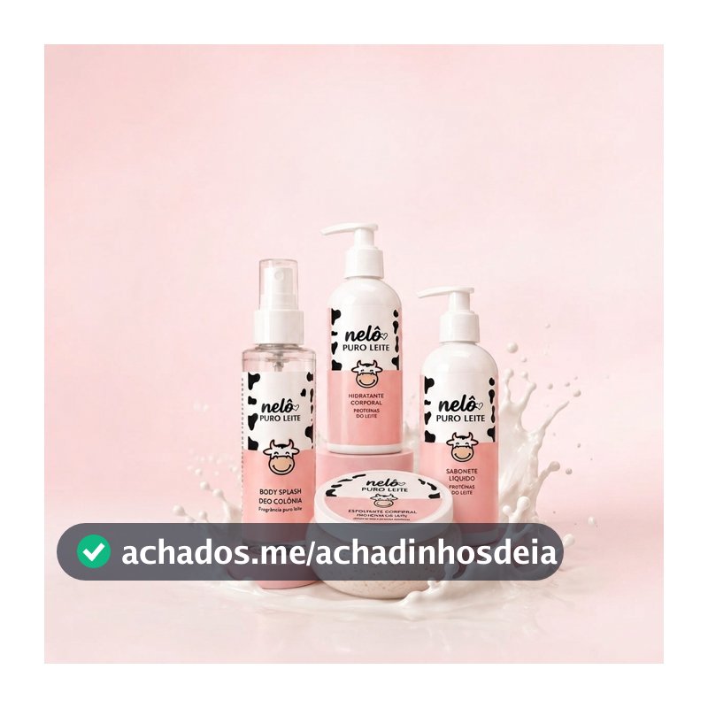 Kit Puro Leite Vaquinha - Sabonete, Esfoliante, Hidrante Corporal e Body Splash