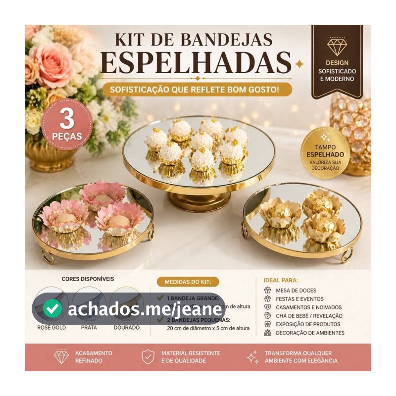 Kit Festa Boleira e Doceiras Paris 3 Peças Decoração