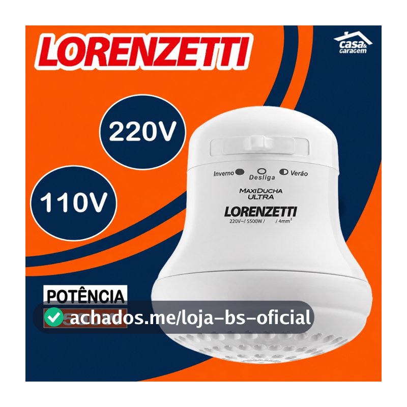 Chuveiro Maxi Ducha Ultra 5500W 127v e 220v Lorenzetti