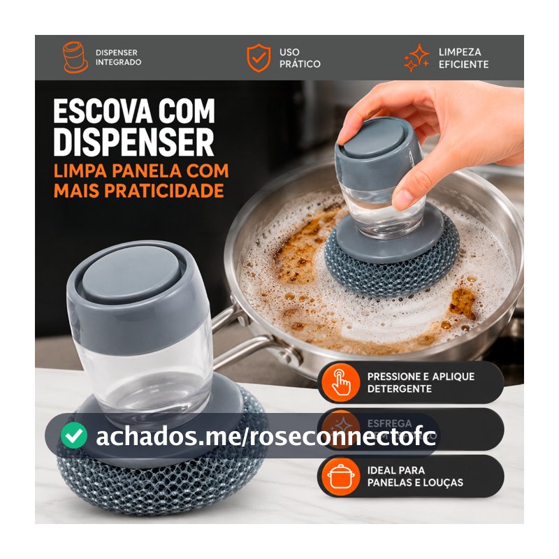 Escova de Louça com Dispenser Lava Louças/Panela De Aço Recipiente para Detergente Fogão Cozinha Limpeza Esponja