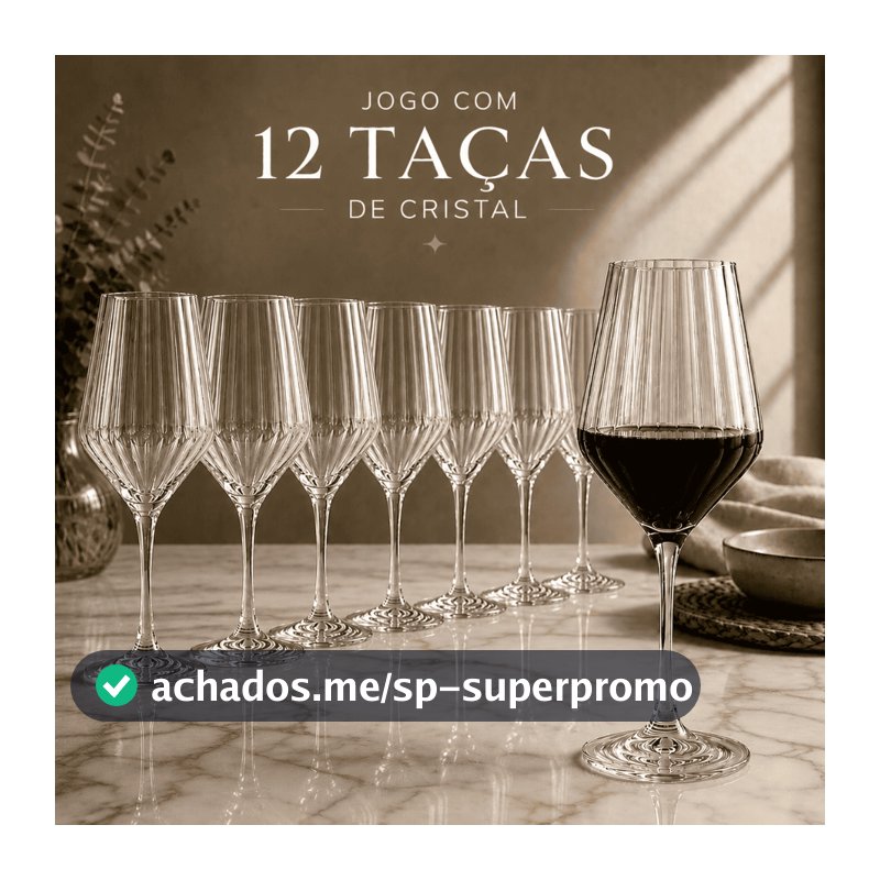 Jogo 12 Taças Cristal Ecológico 510ml Taça de Vinho Vidro Fino Elegante Premium Luxo