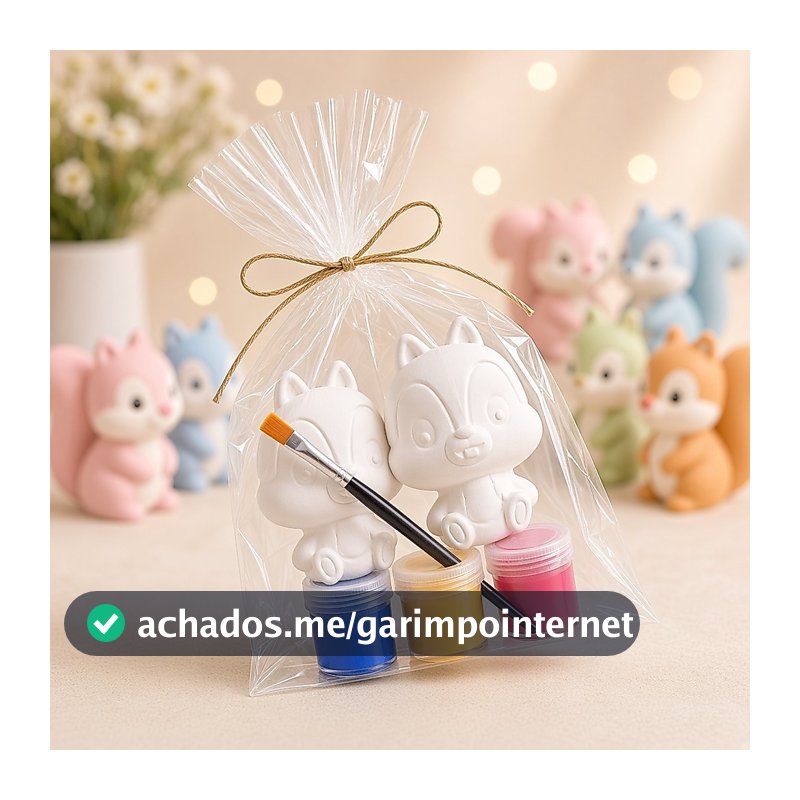 Kit Brinquedo Para Colorir Brincar Criança 2 Esquilos Tinta A Base De Agua 3 Brinquedo Pincel Goods De Colorir Pintar