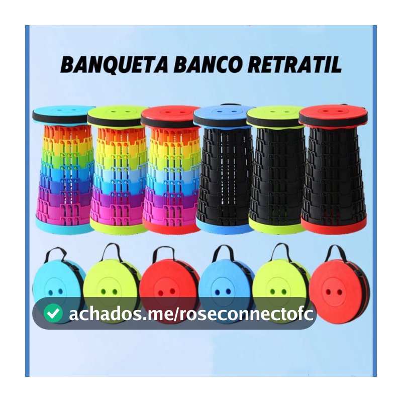 Banqueta Banco Retrátil Portátil com Alça Telescópica Banquinho Dobrável Ajustável Caminhada