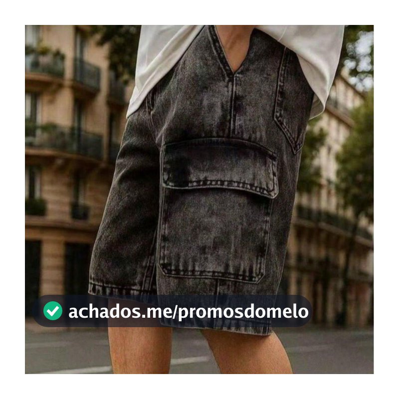 Bermuda Cargo Masculino Bolso Lateral Skatista Streetwear Preta Mescla Cinza Grafite