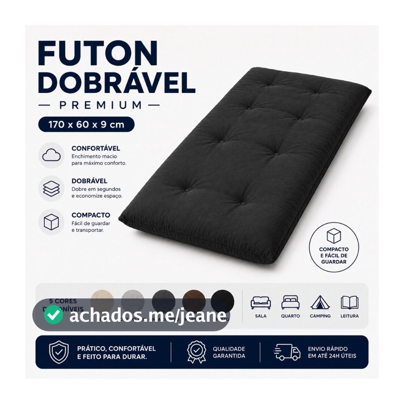 Colchonete Futon 170x60 Dobrável Colchão Solteiro Multiuso Sofá Camping Meditação Oxford