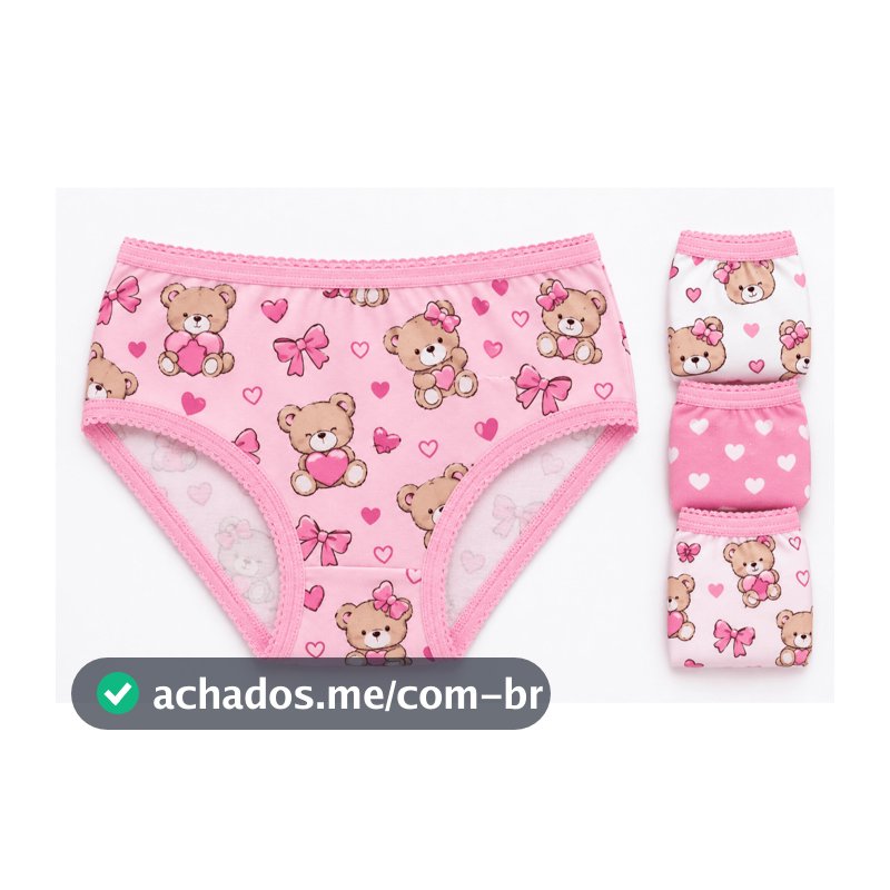 Kit 12 Calcinha 100% Algodão Menina Infantil Tanga Criança P ao GG