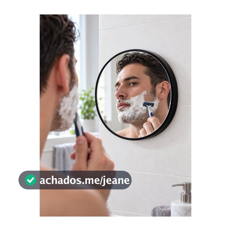 Espelho com Ventosa Aumento 5x para Barba e Banheiro