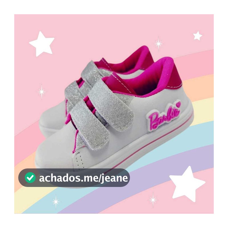 Tênis Infantil Menina 2 Ponta Velcro Barbie Estiloso Confortável