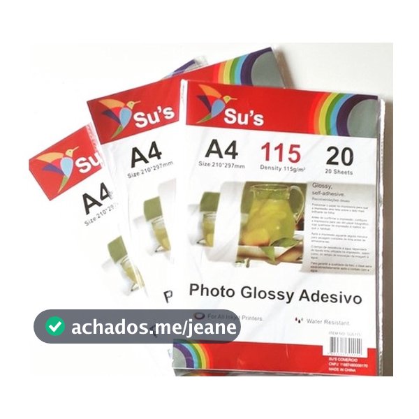 10 pacotes Papel Fotográfico Glossy Adesivo Sus 115gr