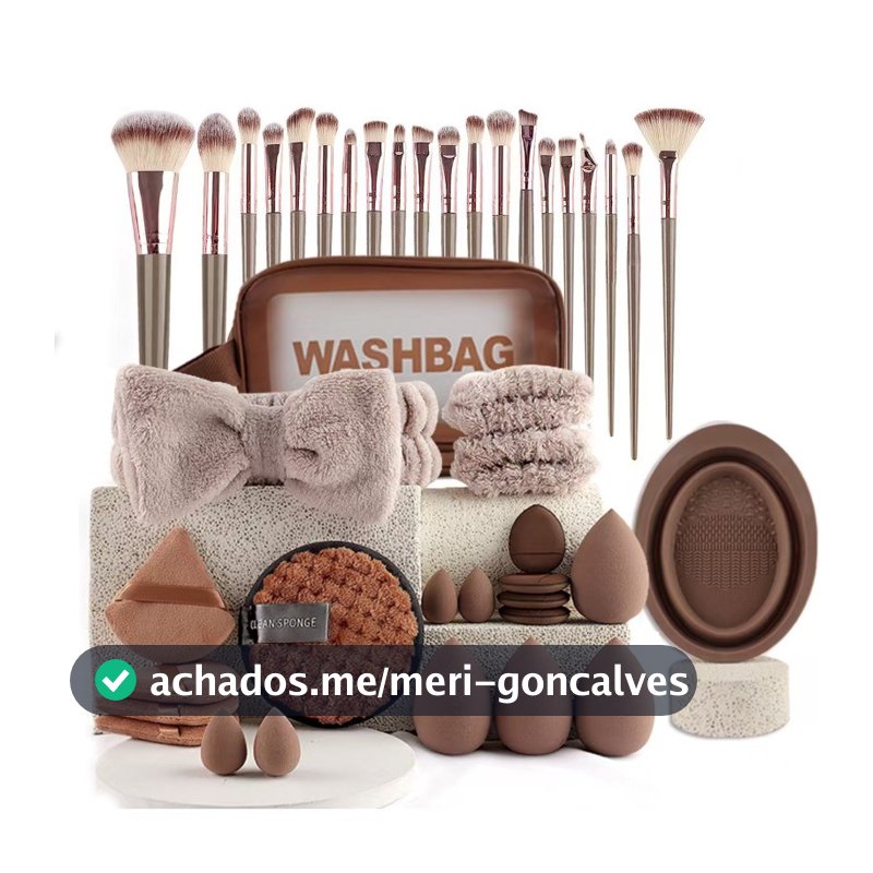 42 Pçs/set Profissional Rosto E Olho Kabuki Kit De Pincel De Maquiagem , Tiaras , Esponjas De Beleza , Tigela De Limpeza