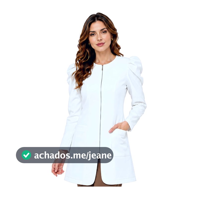 Jaleco Feminino  Ziper  Manga Bufante Acinturado Oxford Lua