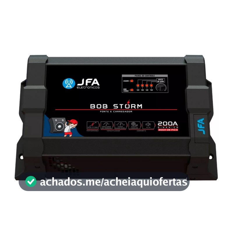 Fonte Automotiva Bob Storm 200A Bivolt Carregador Bateria 12V 15V Som Automotivo Alta Potência