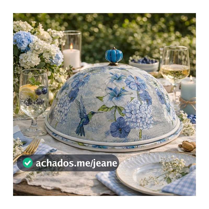 Boleira decorada artesanal/Cobre bolo decorado com decoupage/Prato MDF com proteção de vidro fixo (30 cm.)