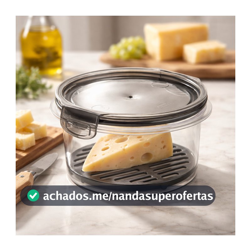 Pote Queijeira C/ Escorredor Hermético Trava Lateral Queijo Minas Soro Cozinha Geladeira Resistente