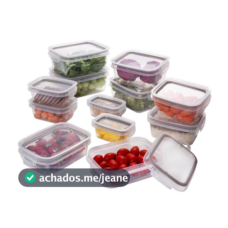 Kit 12 Potes Porta Mantimentos Herméticos Empilháveis Plástico para Geladeira Despensa Armário Plasútil