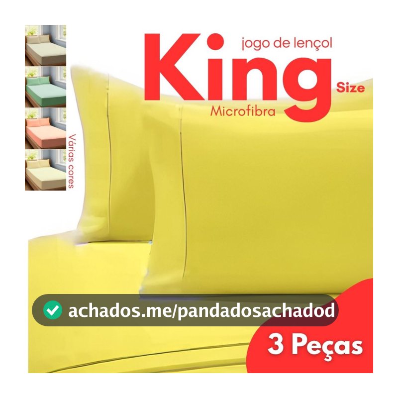 Jogo de Lençol Cama Solteiro Casal Queen King 3 Peças Liso 1,93m x 2,03m x 30cm - DIVERSAS CORES