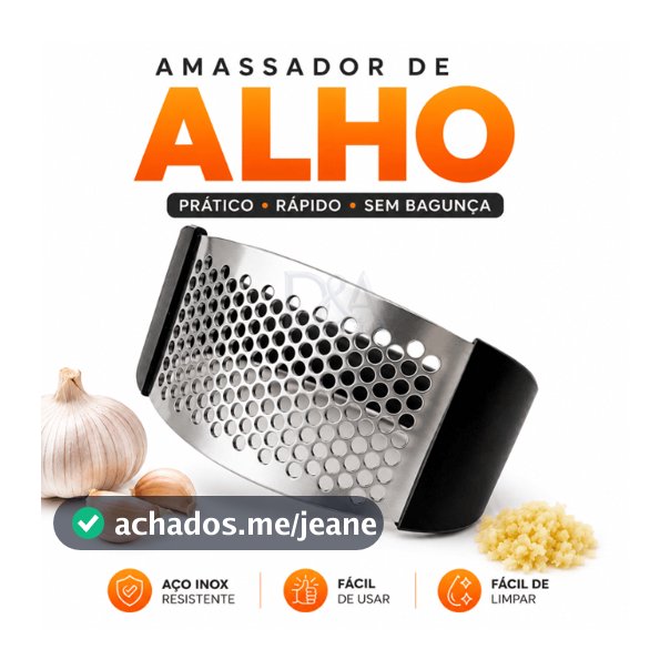 Espremedor De Alho Inox Premium Fácil E Prático Triturador Amassador Manual