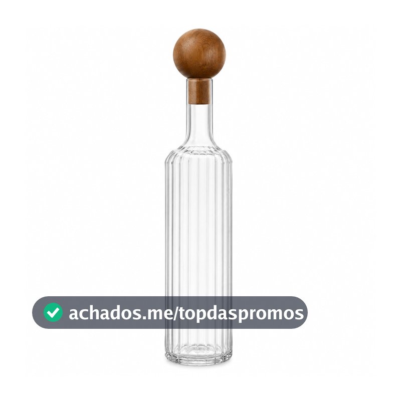 Galheteiro Slim Vidro Tampa Madeira 500ml Tuut 34771