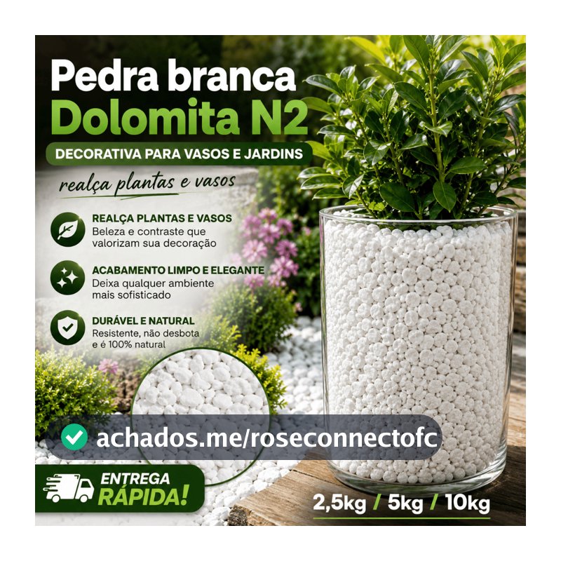 Pedra branca Dolomita N2 - 2,5kg /5kg /10kg Decorativa para Vasos e Jardins, realça plantas e vasos - Entrega Rapida !