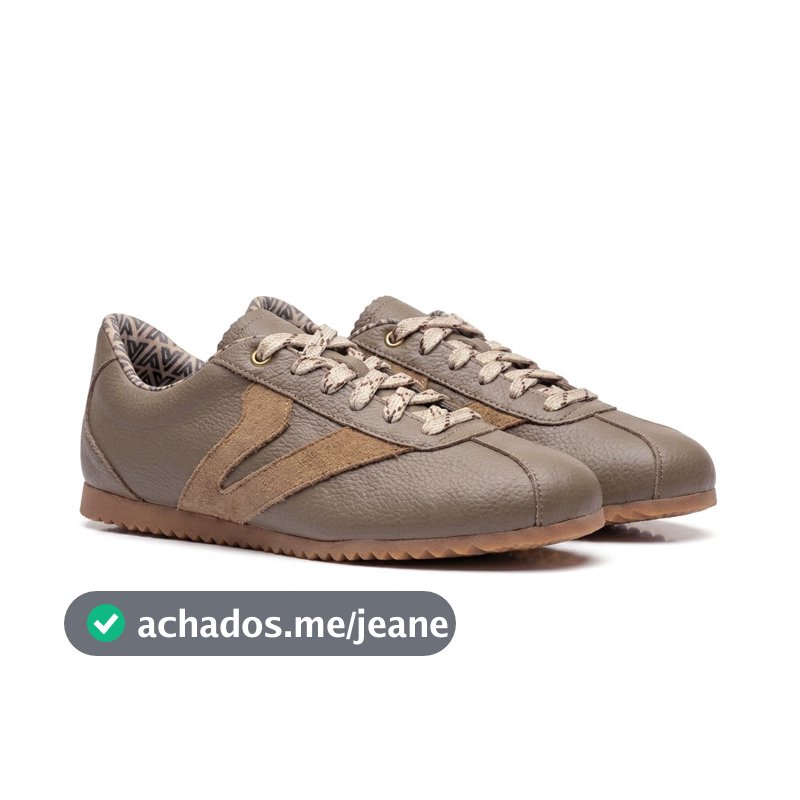 Tênis Feminino Couro Legítimo Naomi Areia Casual Vittal Clássico Retrô Leve Confortavel
