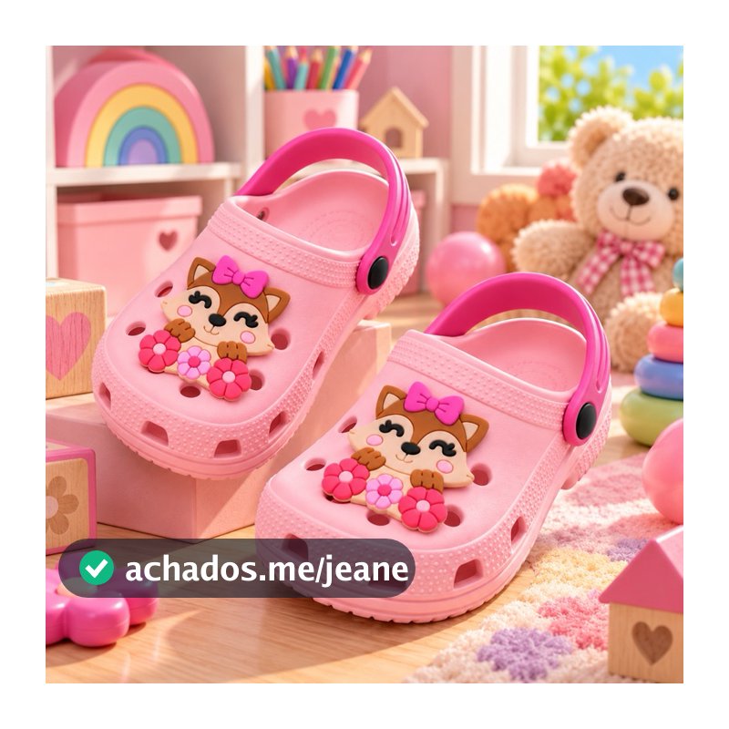 Sandália Infantil Feminina Babuche Raposinha Para Menina Papete Confortável Promoção