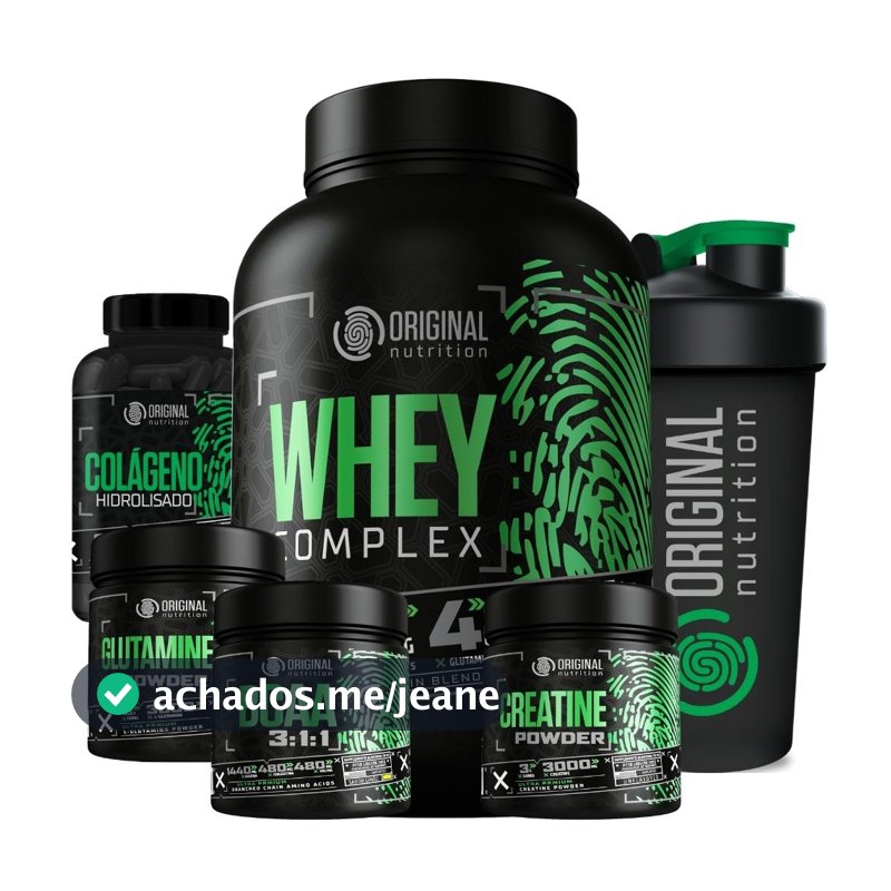 Kit Whey Complex + Bcaa + Gluta + Crea + Colágeno+ Shaker