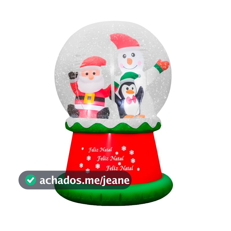 Enfeite De Natal Globo De Neve Com Papai Noel E Amigos Gigante Inflável Natal 1,50m
