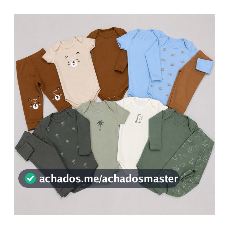 Kit Minimalista 12 peças body bebê manga curta manga longa calça Menino P ao GG