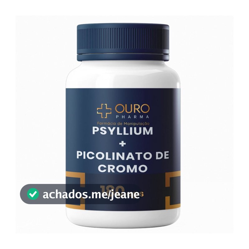 PSYLLIUM 250mg + PICOLINATO DE CROMO 250mcg 100% Natural 60, 120 ou 180 Cápsulas