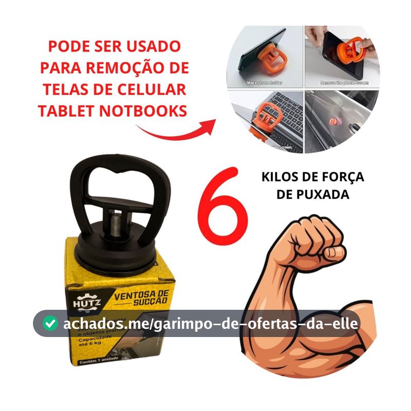Puxador Ventosa Reparo Desamassar Lataria Carro Amassado Alta Sucção 7kilos Tela Lcd Celular Tablet