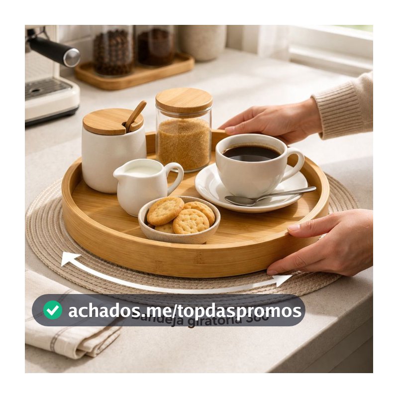 Bandeja Giratória Redonda de Bambu 25558 30cm - Vencedor